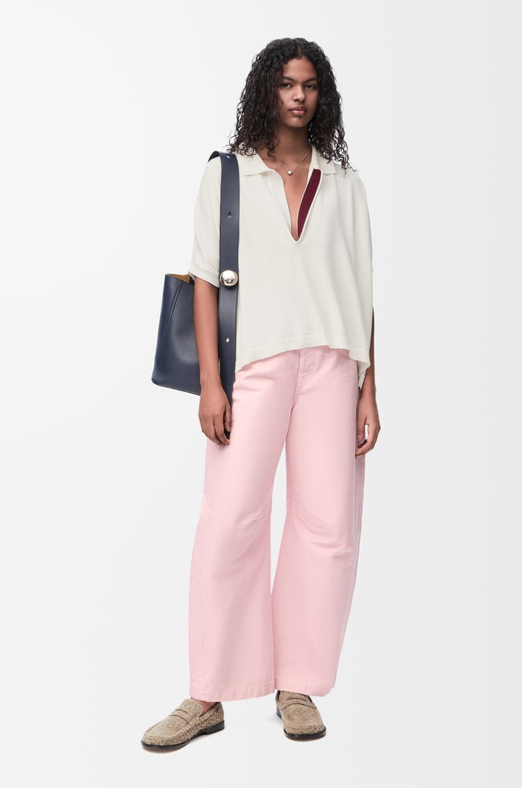 LOEWE Polo sweater in wool White/Burgundy
