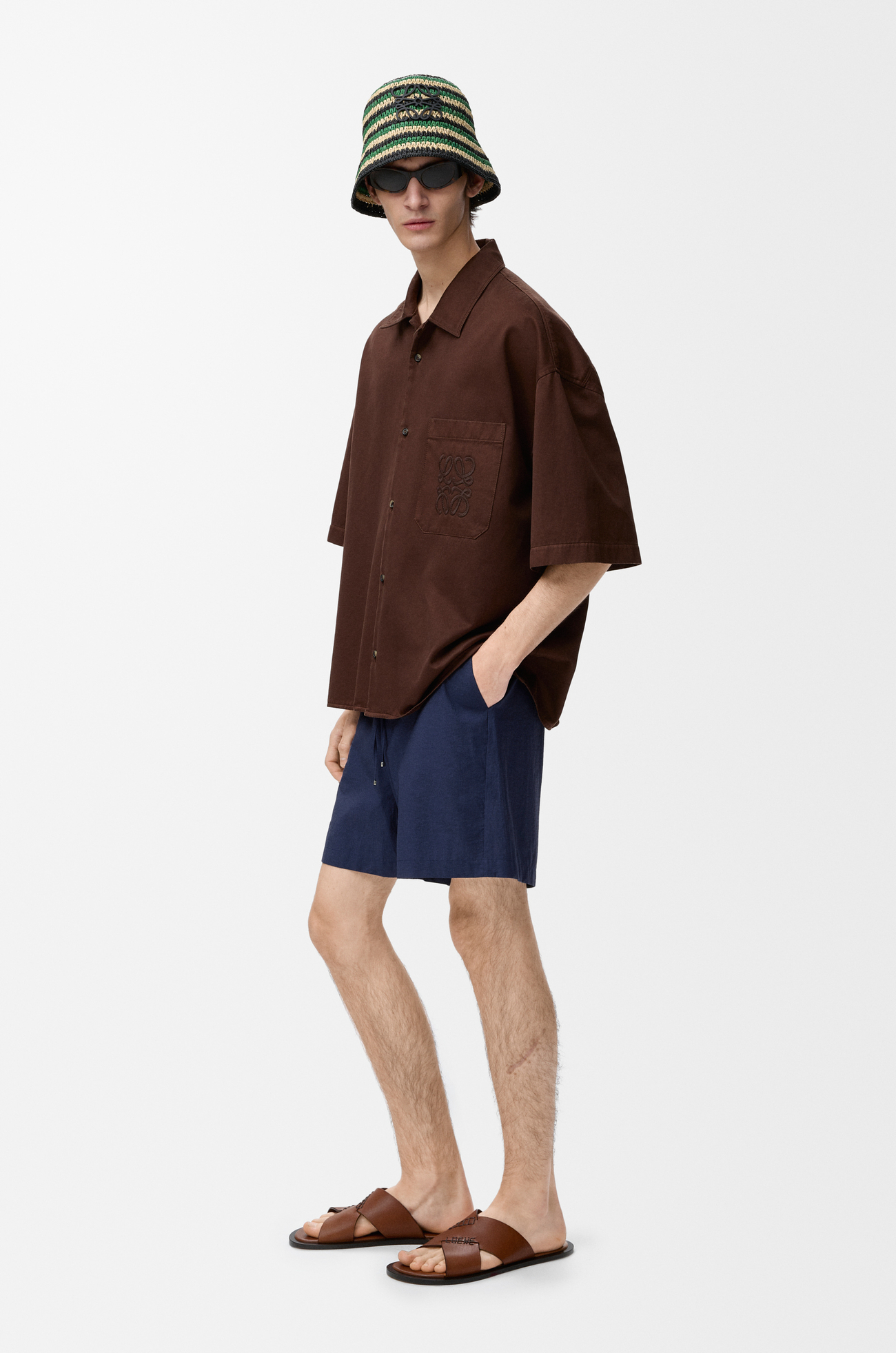 LOEWE Pantalón corto en mezcla de algodón Azul Marino