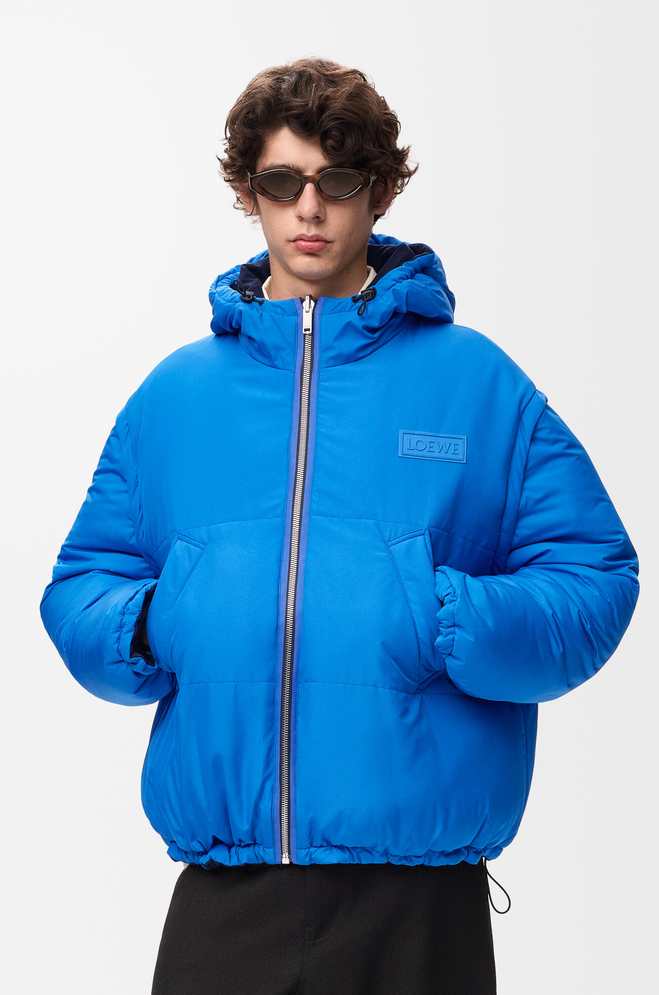 LOEWE Puffer jacket in cotton & technical shell Navy/Blue