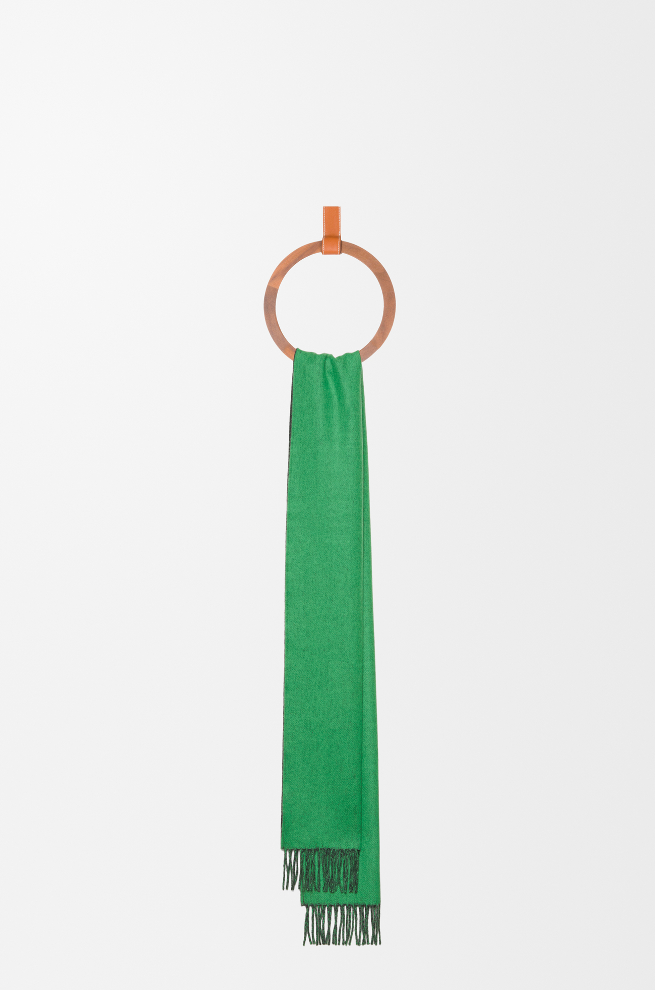 LOEWE Bufanda en lana y cashmere Verde Oscuro/Verde