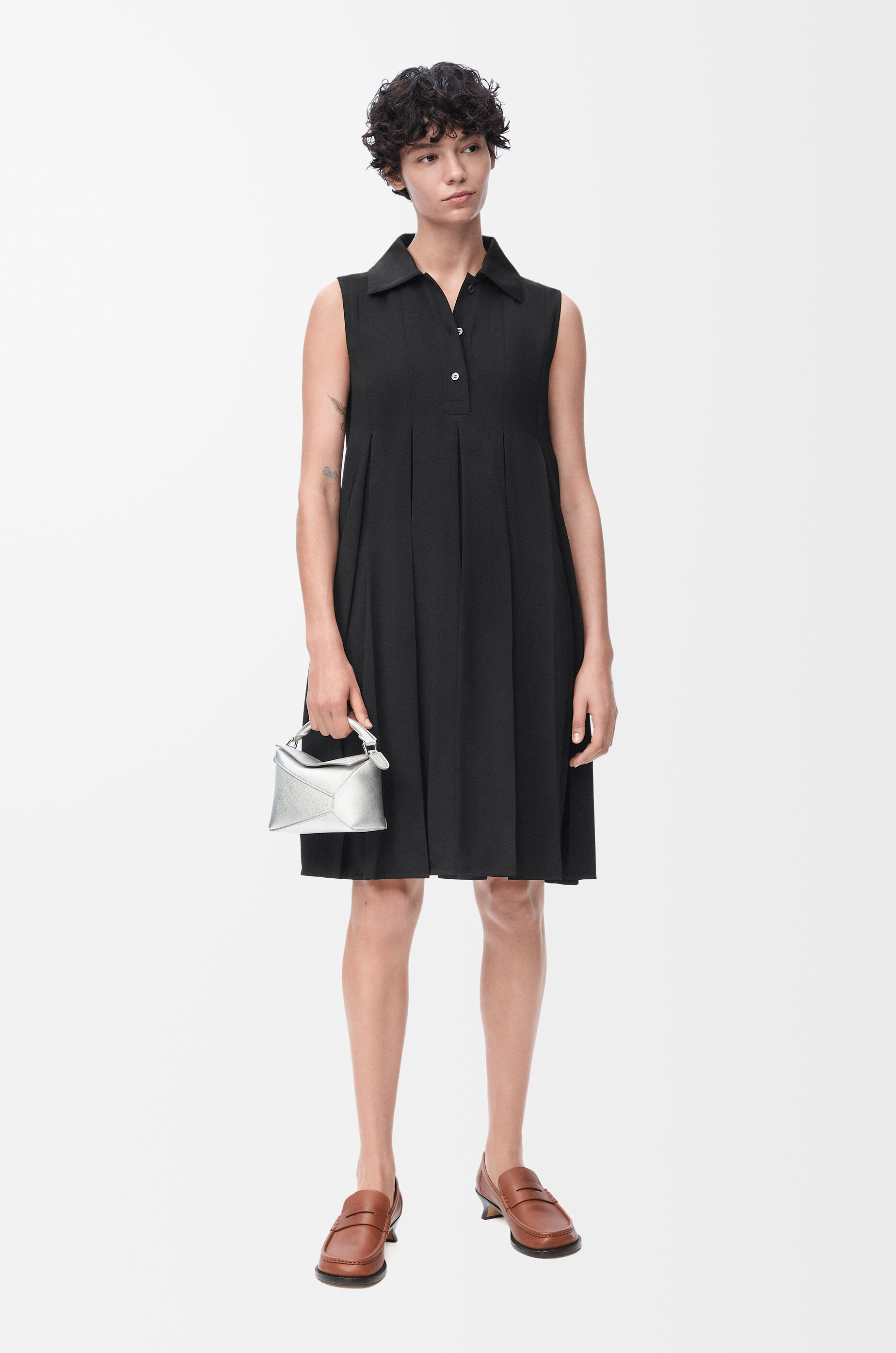 Trapeze dress in stretch viscose Black - LOEWE