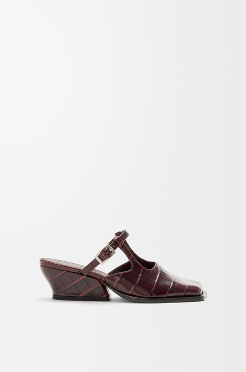 LOEWE Onda mule in embossed calfskin Burgundy