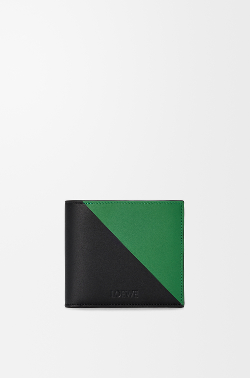 LOEWE 經典小牛皮 Flag 雙摺零錢包 黑色/熱帶綠
