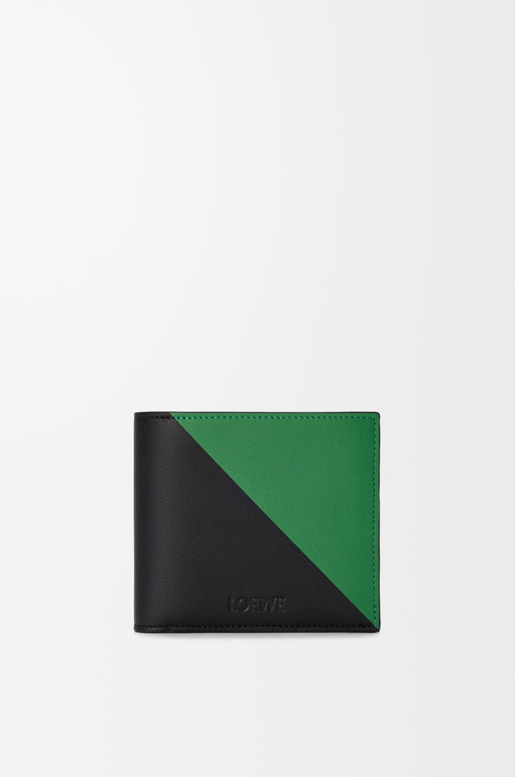 LOEWE 經典小牛皮 Flag 雙摺零錢包 黑色/熱帶綠
