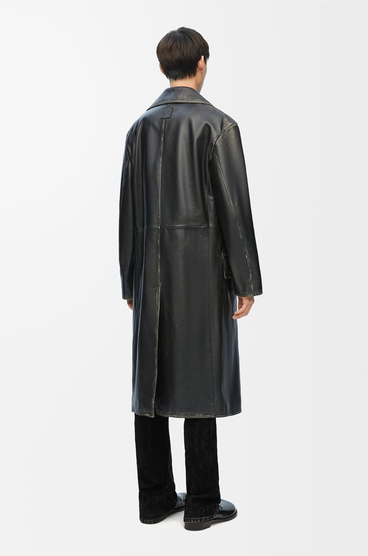 LOEWE Double breasted coat in nappa calfskin Black