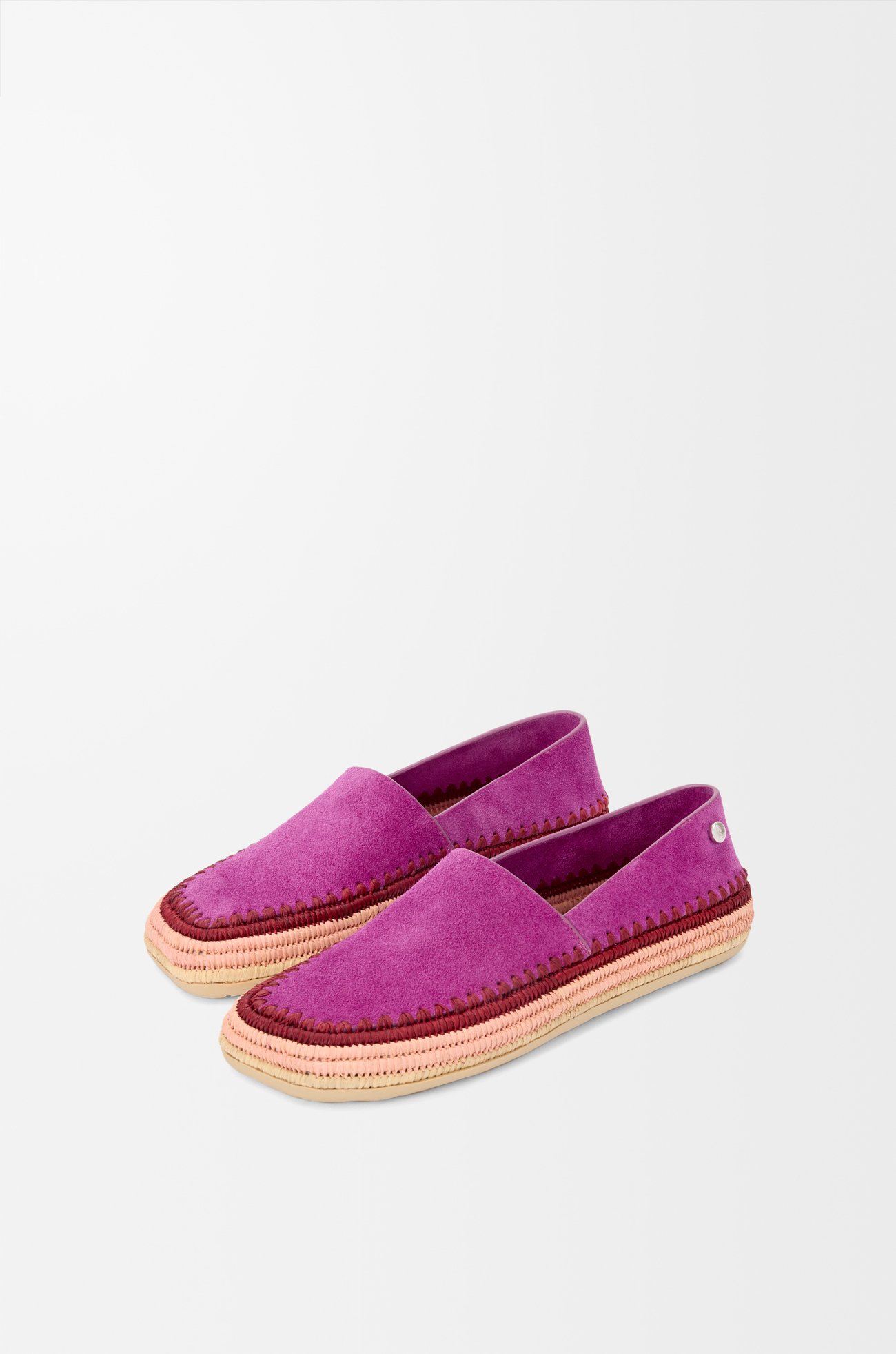 LOEWE Rio slipper in suede and raffia Fuchsia