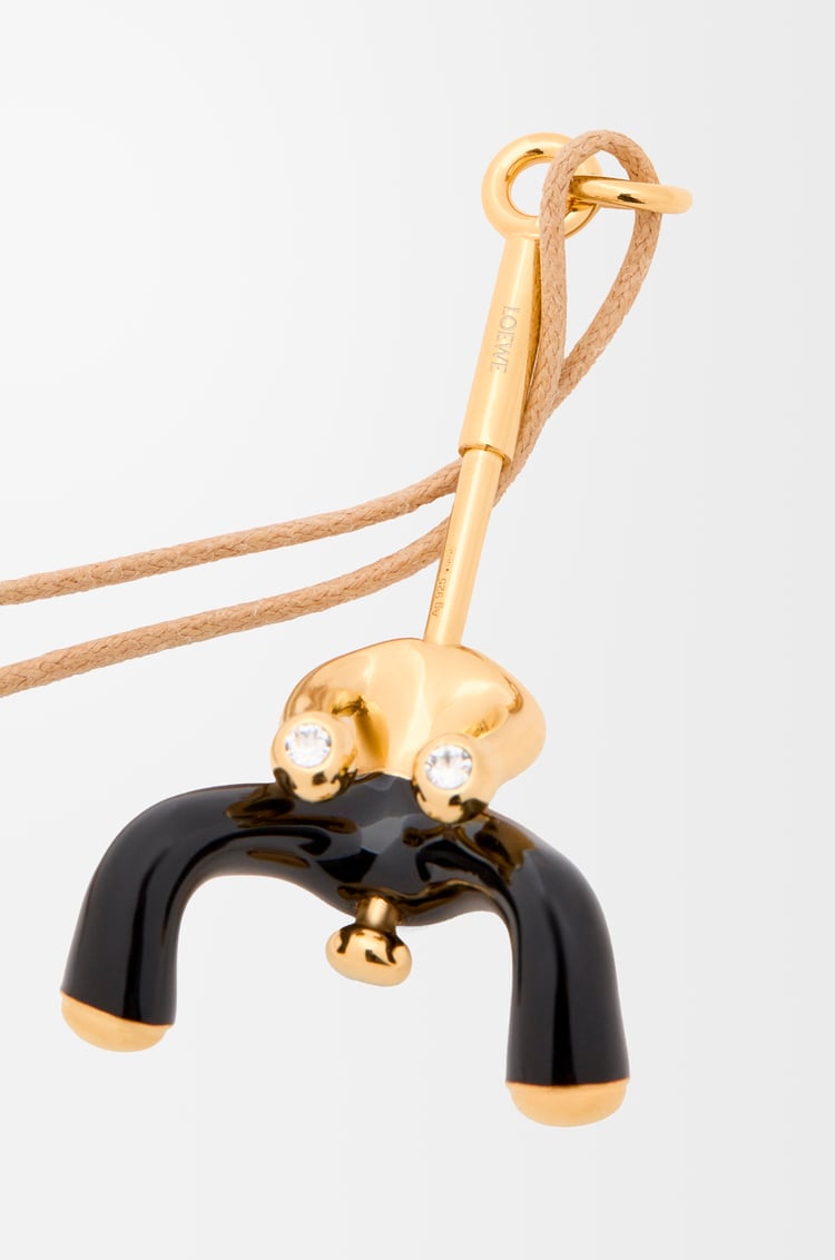 LOEWE Seated Acrobat pendant in sterling silver and crystals Gold/Black