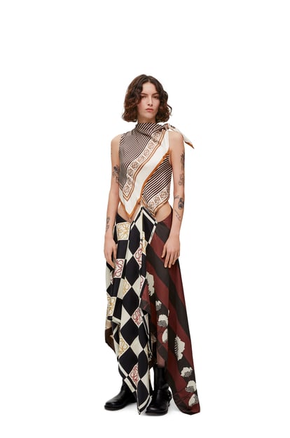 LOEWE Scarf dress in silk Light Beige/Multicolor plp_rd