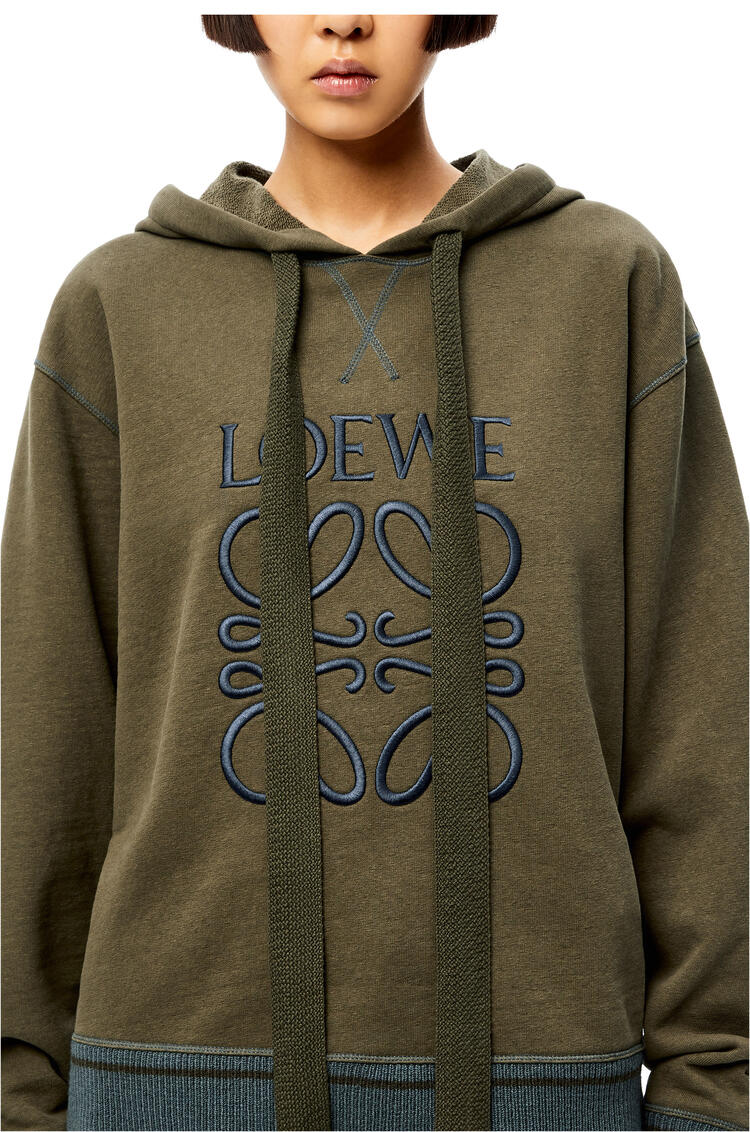 LOEWE Anagram hoodie in cotton Loden Green