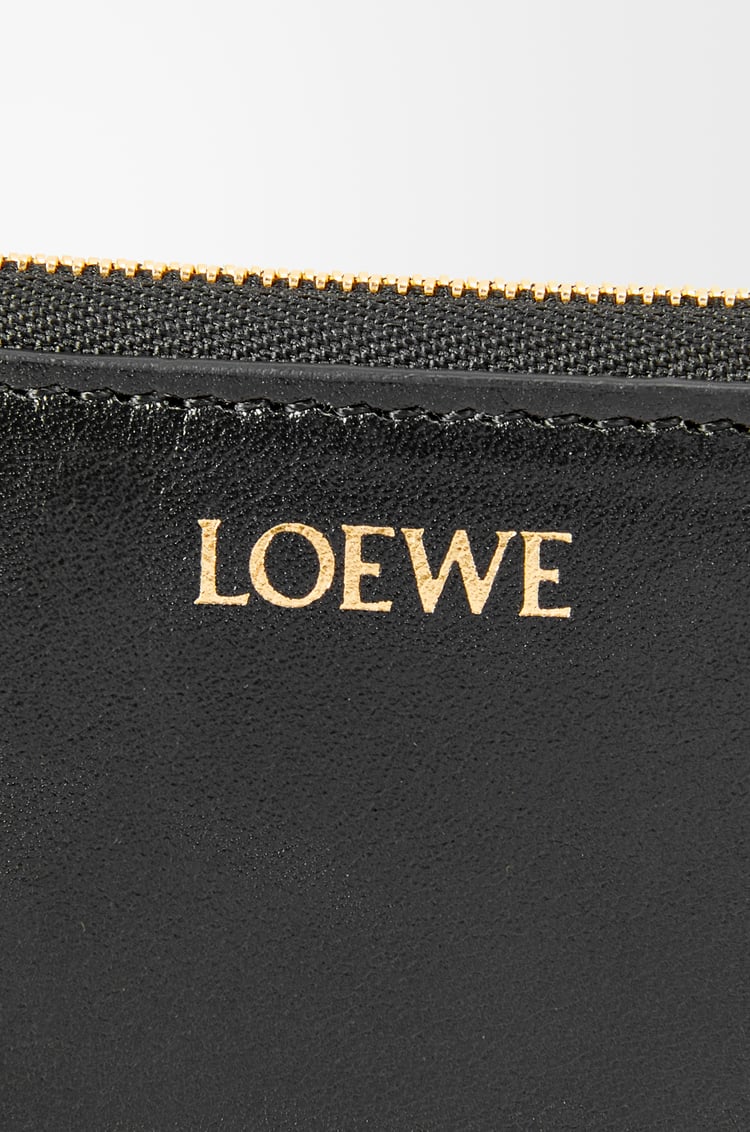 LOEWE ノット コンパクト ジップアラウンド ウォレット（シャイニーナパカーフ） ブラック/ブライトオレンジ