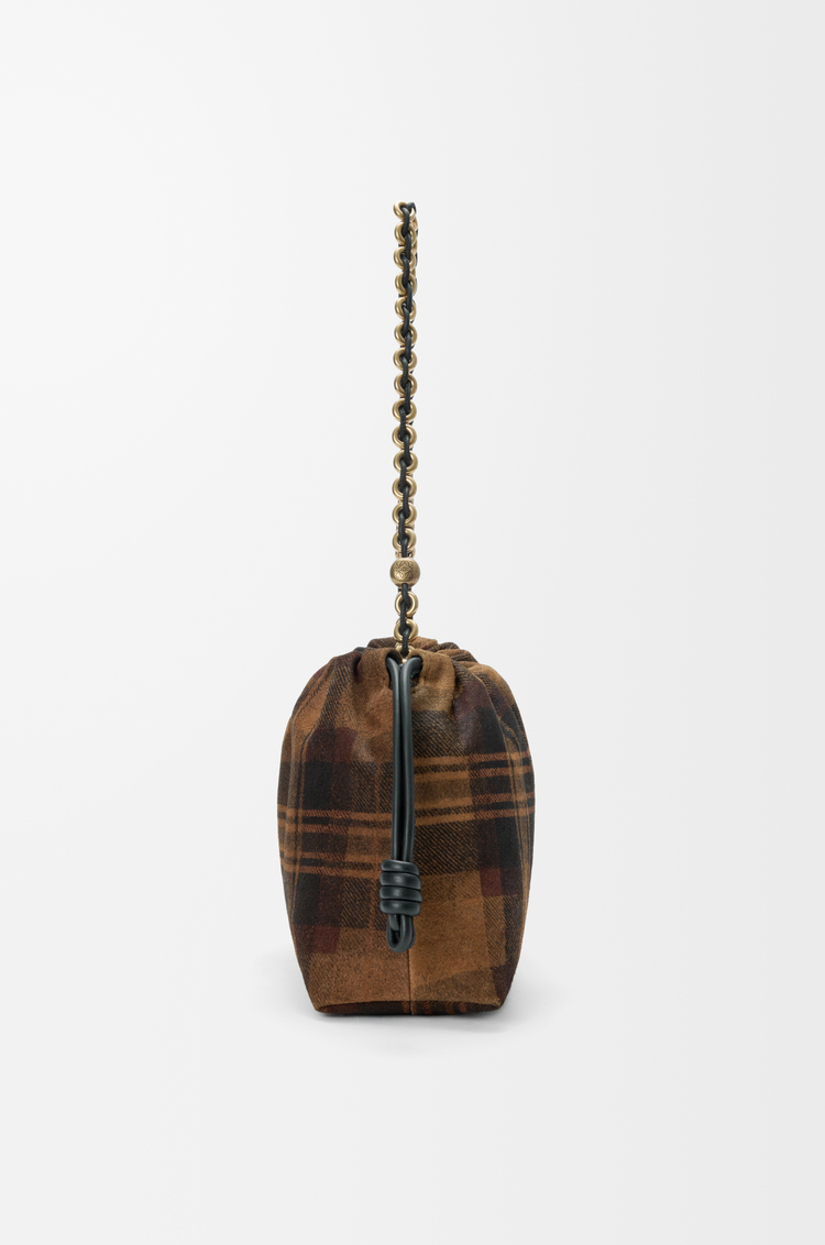 LOEWE Medium Flamenco purse in tartan suede Tan/Black