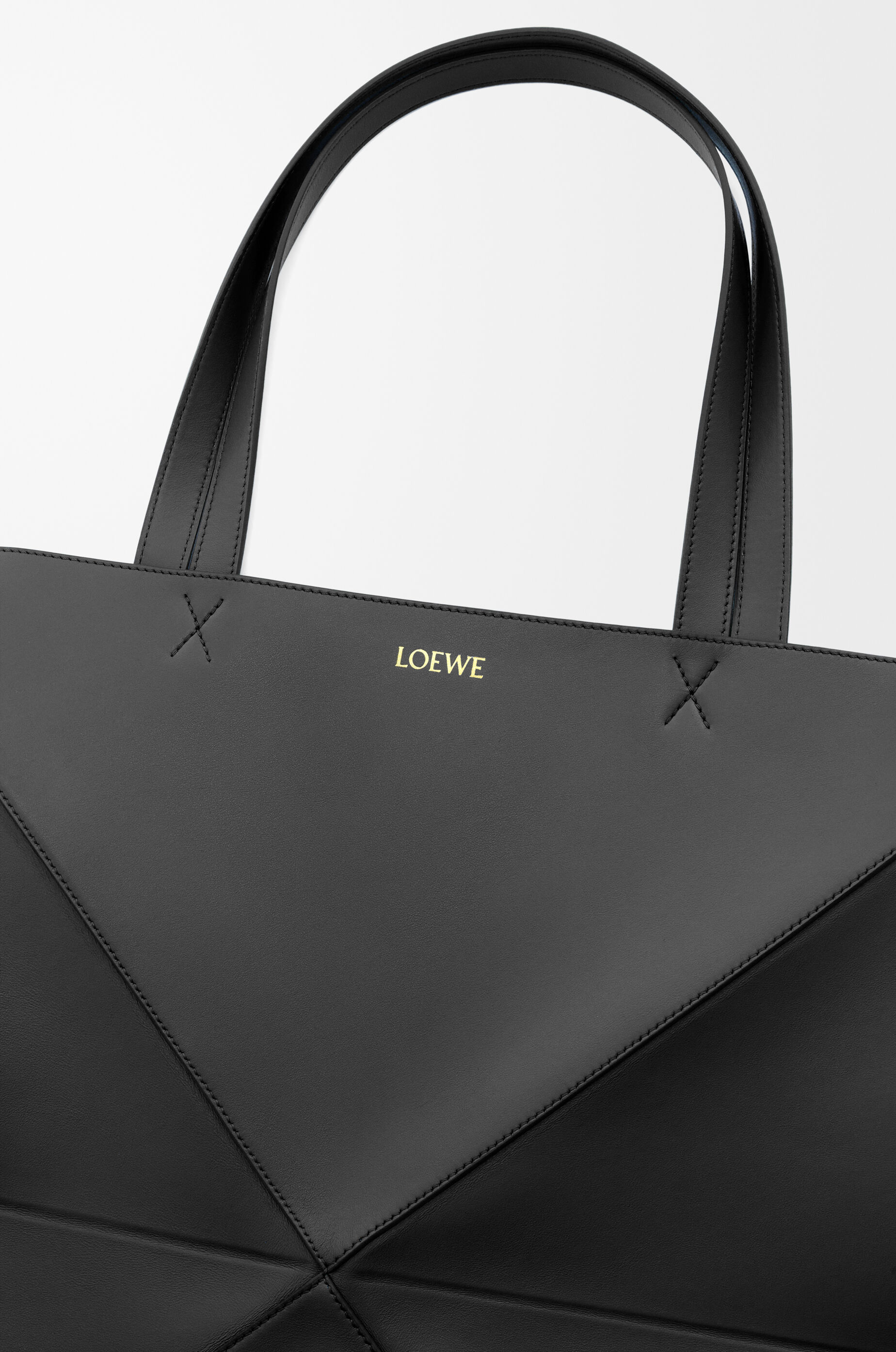 LOEWE Borsa Puzzle Fold Tote XL in pelle di vitello lucida Nero
