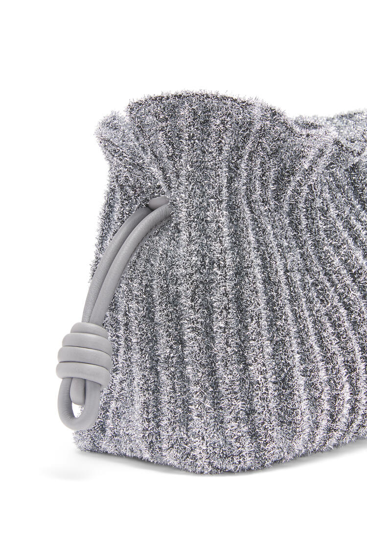 LOEWE Mini Flamenco clutch in lurex textile Silver