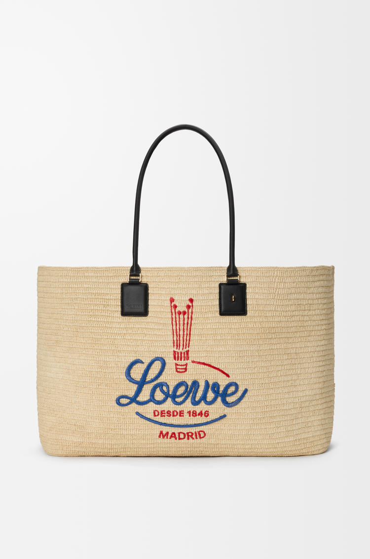 LOEWE XL Verano tote in raffia White/Multicolor