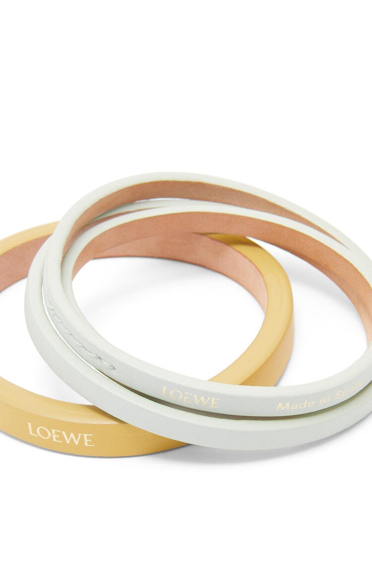 LOEWE Double bangle set in classic calfskin Light Celadon/Dark Yellow