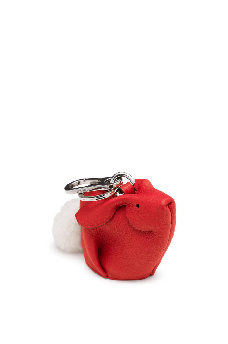 LOEWE Bunny charm in soft grained calfskin Scarlet Red