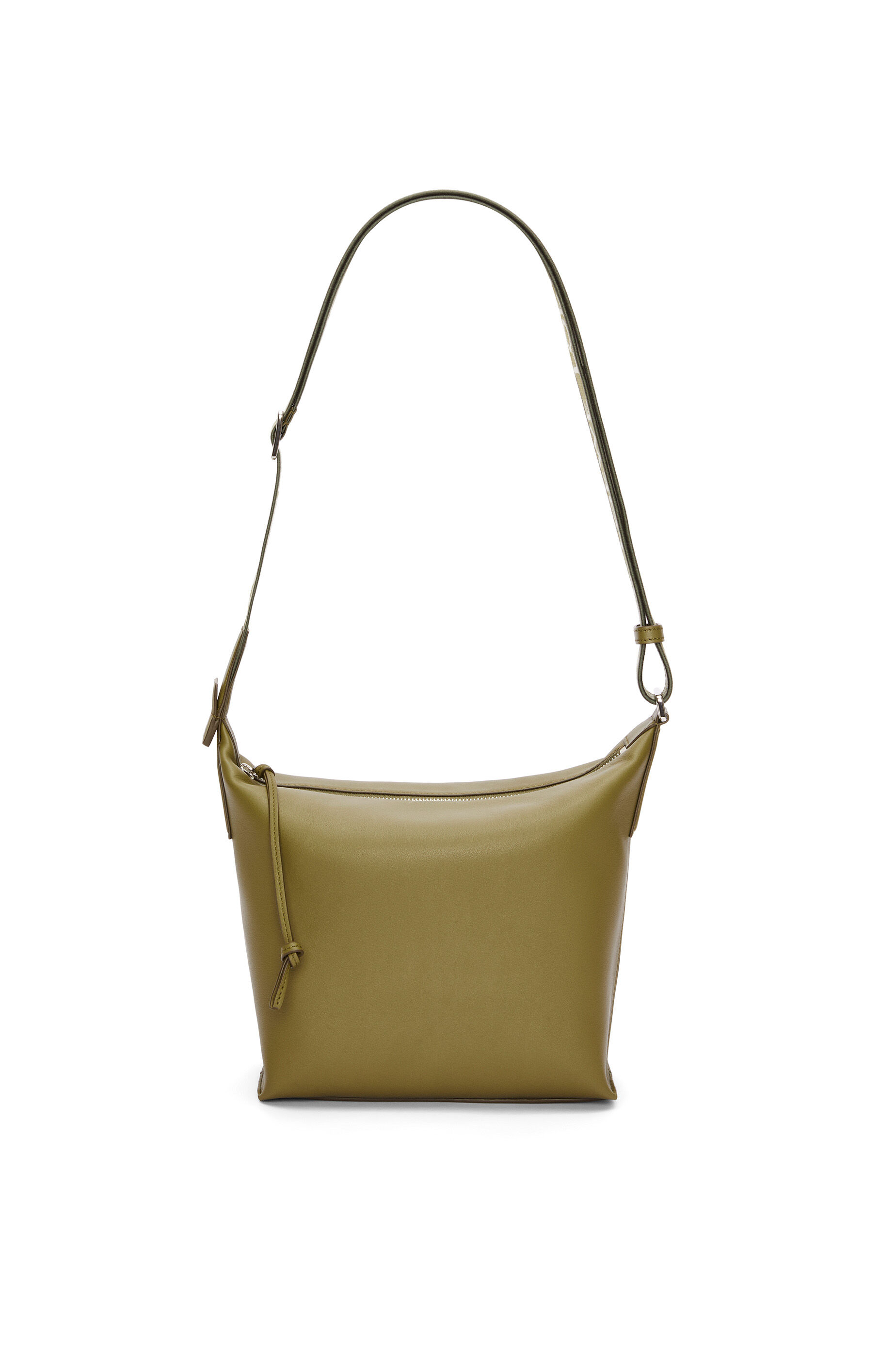 Small Cubi crossbody bag in supple smooth calfskin and jacquard Olive -  LOEWE
