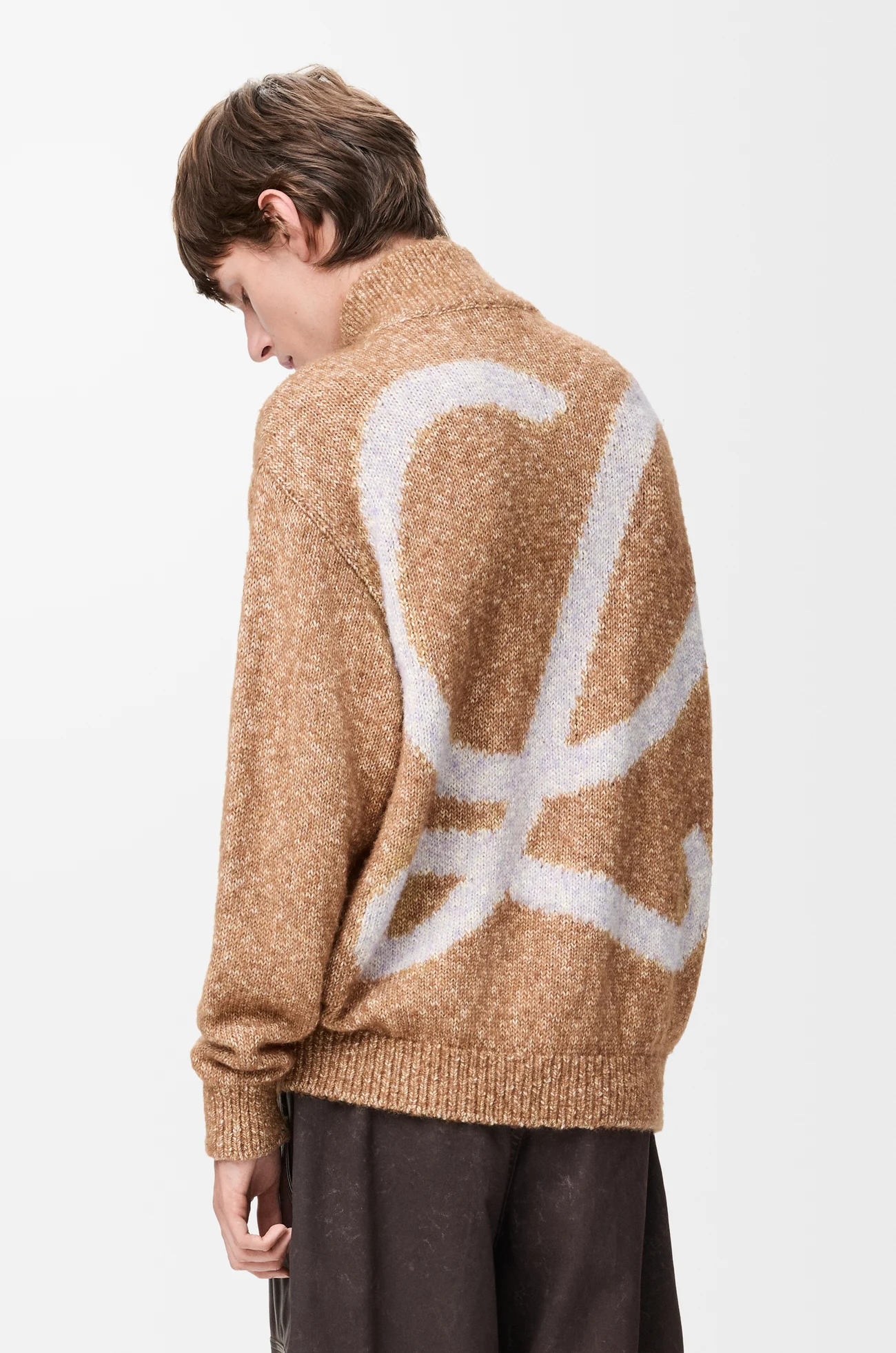 LOEWE Zip-up cardigan in cotton, linen and wool Beige