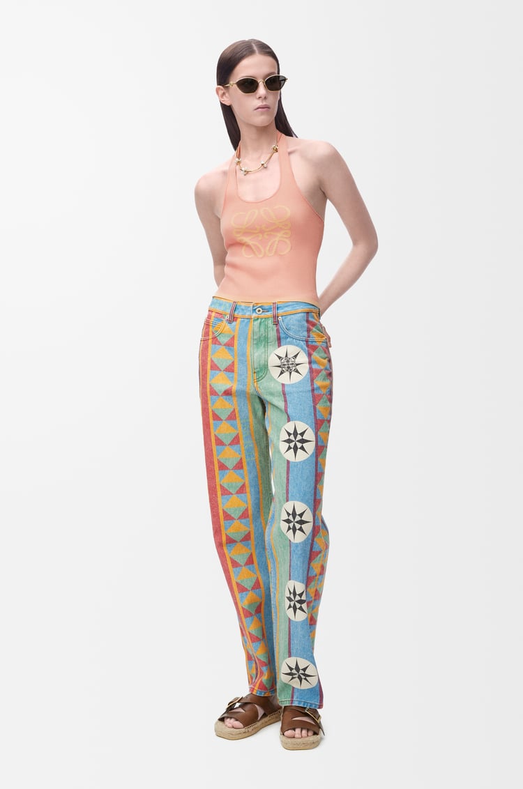 LOEWE Tank top in viscose blend Pink/Yellow