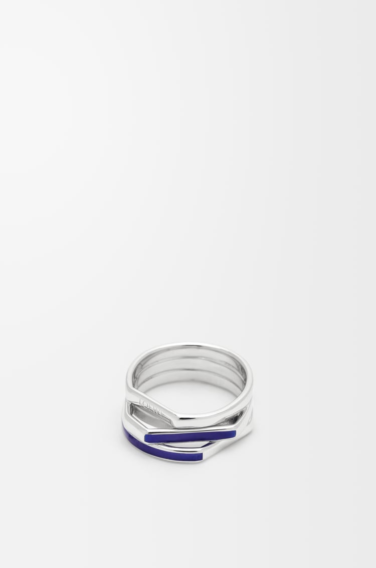 LOEWE Stacked ring in sterling silver and enamel Silver/Blue