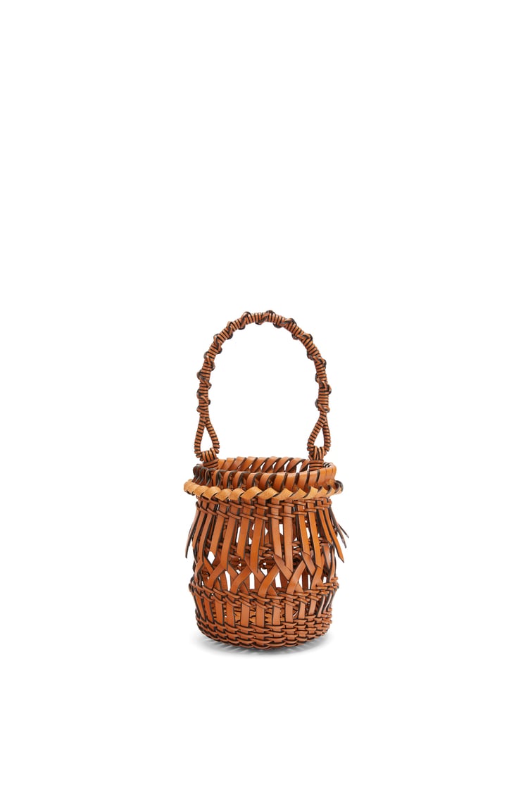 LOEWE Small Fringes Bucket bag in calfskin Tan