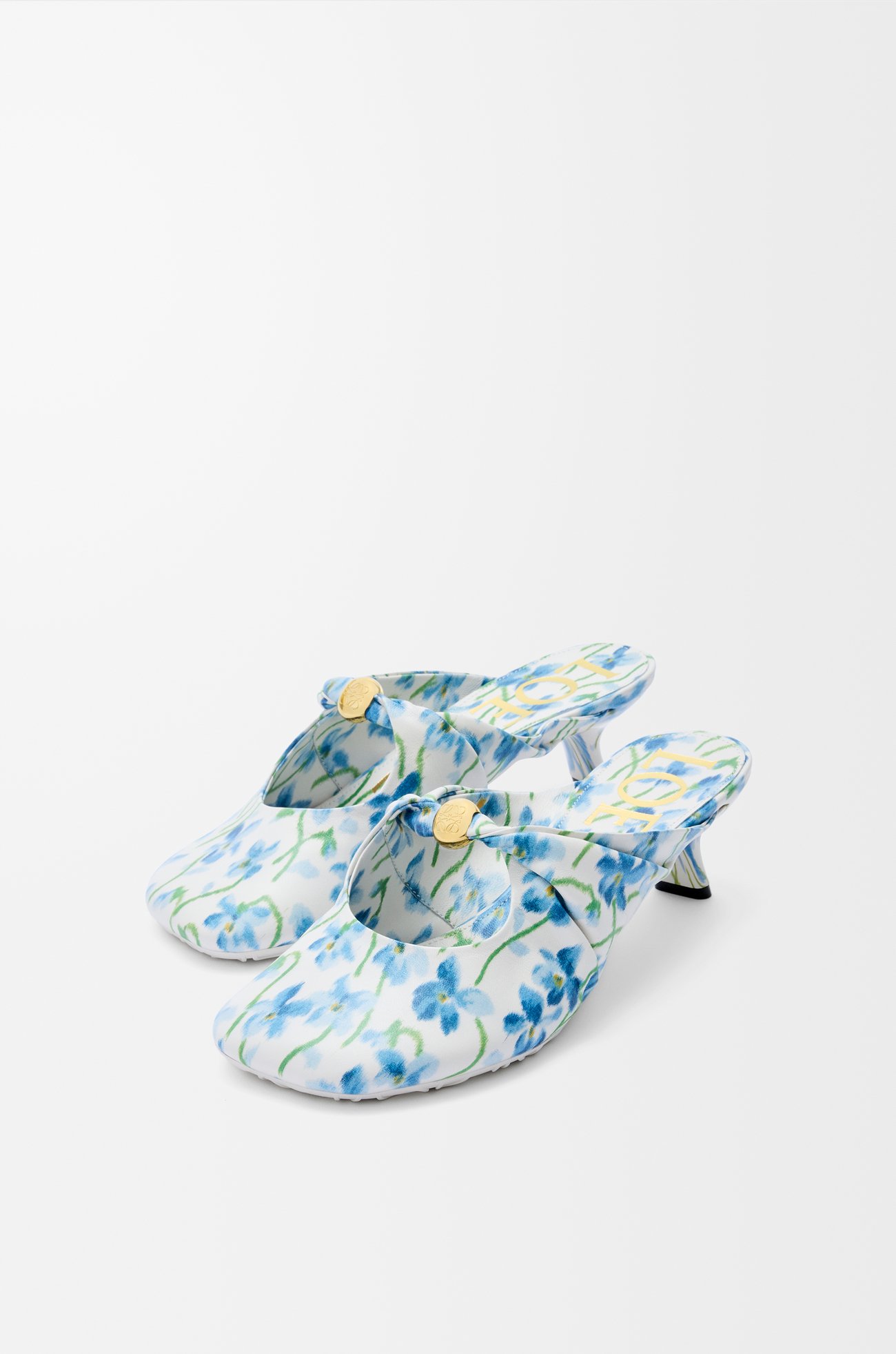 LOEWE ペブル ソフト ミュール（プリントナパラム） Soft White/Blue