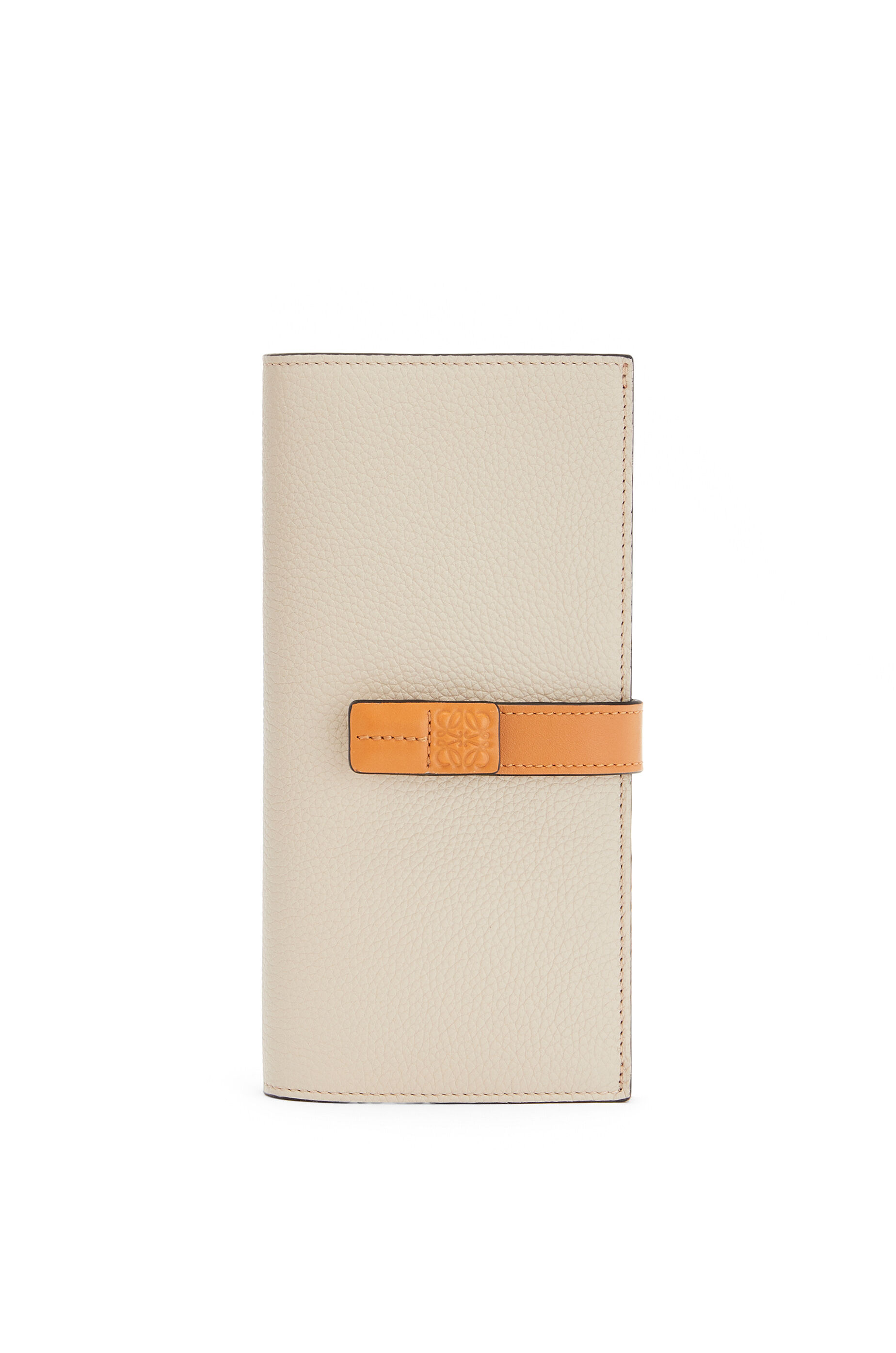Large Vertical Wallet In Grained Calfskin Light Oat Honey Loewe