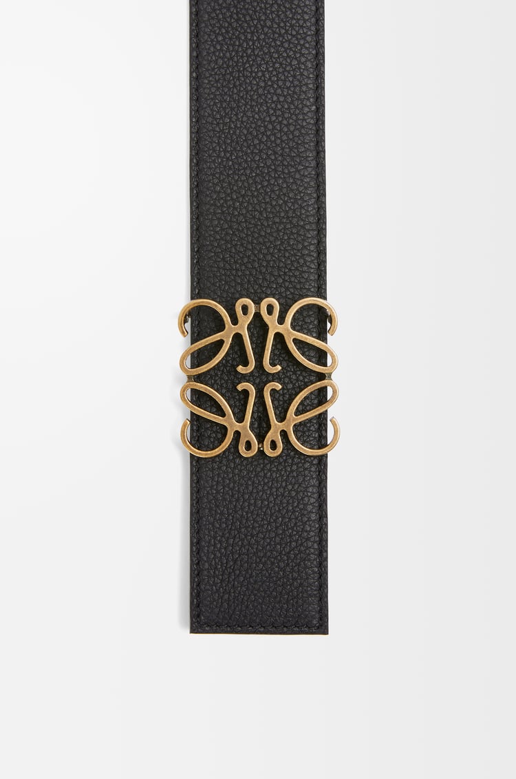LOEWE Cinturón Anagram reversible en piel de ternera graneada y piel lisa Negro/Océano/Dorado Envejecido