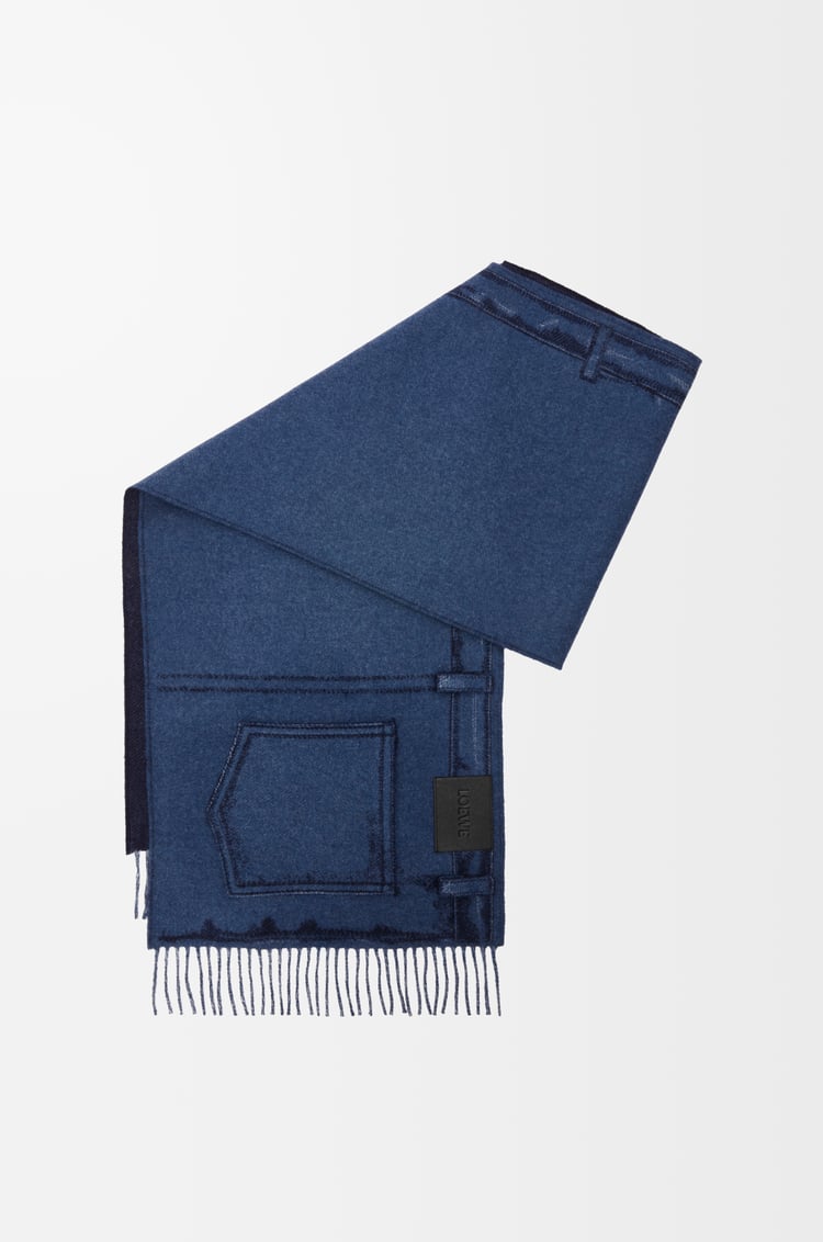 LOEWE Écharpe en laine et cachemire Bleu Jean