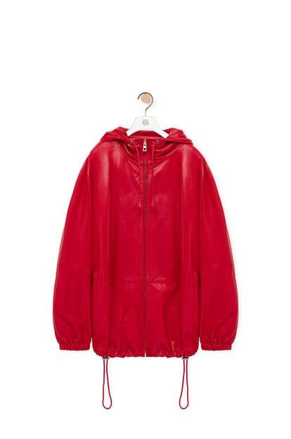 LOEWE Hooded jacket in nappa lambskin 口紅色 plp_rd