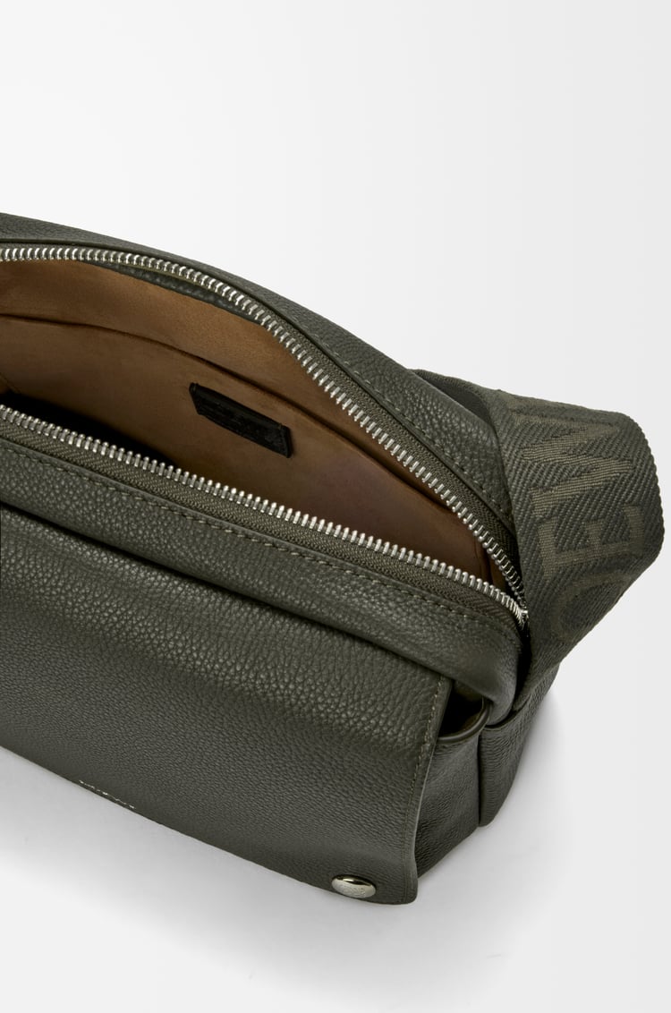 LOEWE Medium Pebble messenger bag in supple grained calfskin Dark Khaki