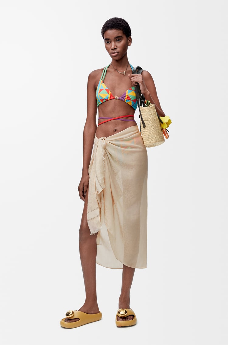 LOEWE Pareo en algodón Beige Claro