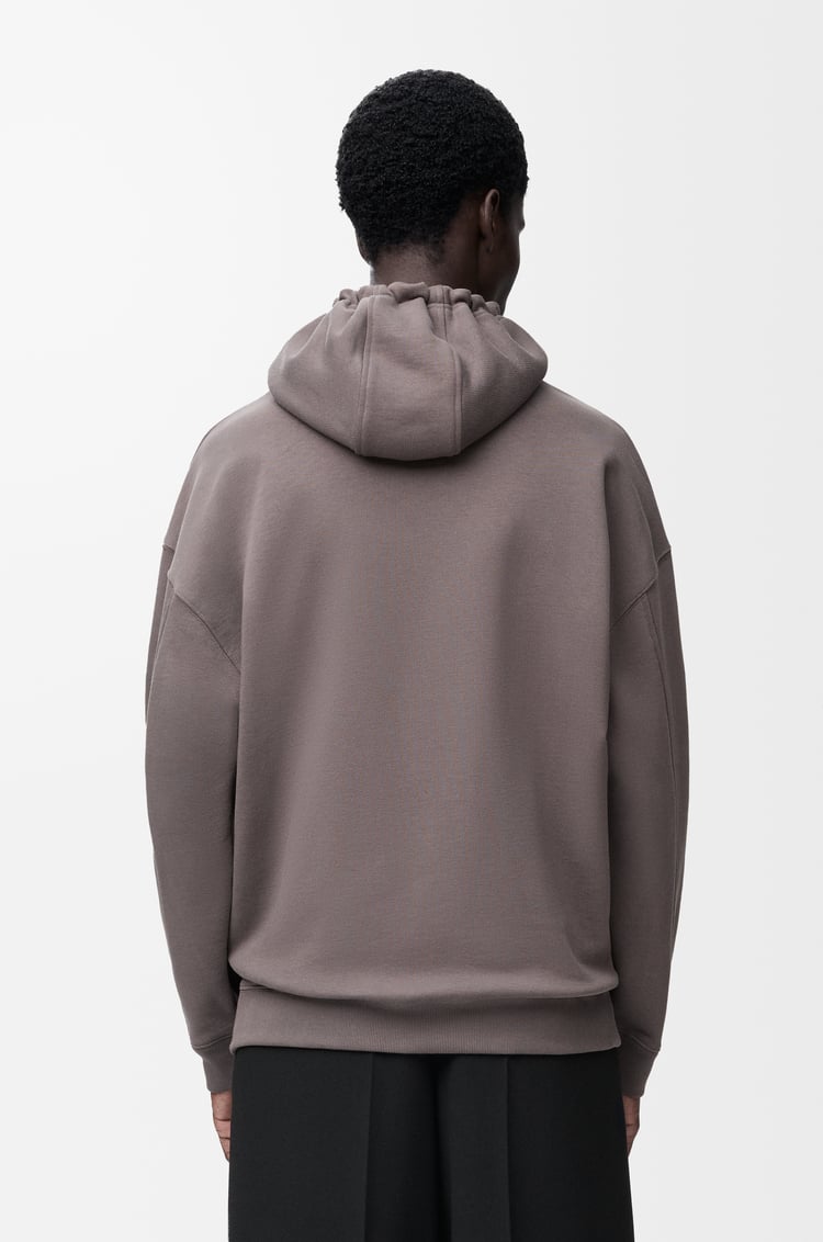 LOEWE Sudadera con capucha y cremallera en algodón Gris Oscuro