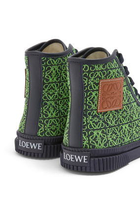 LOEWE High top sneaker in Anagram jacquard and calfskin Apple Green/Deep Navy