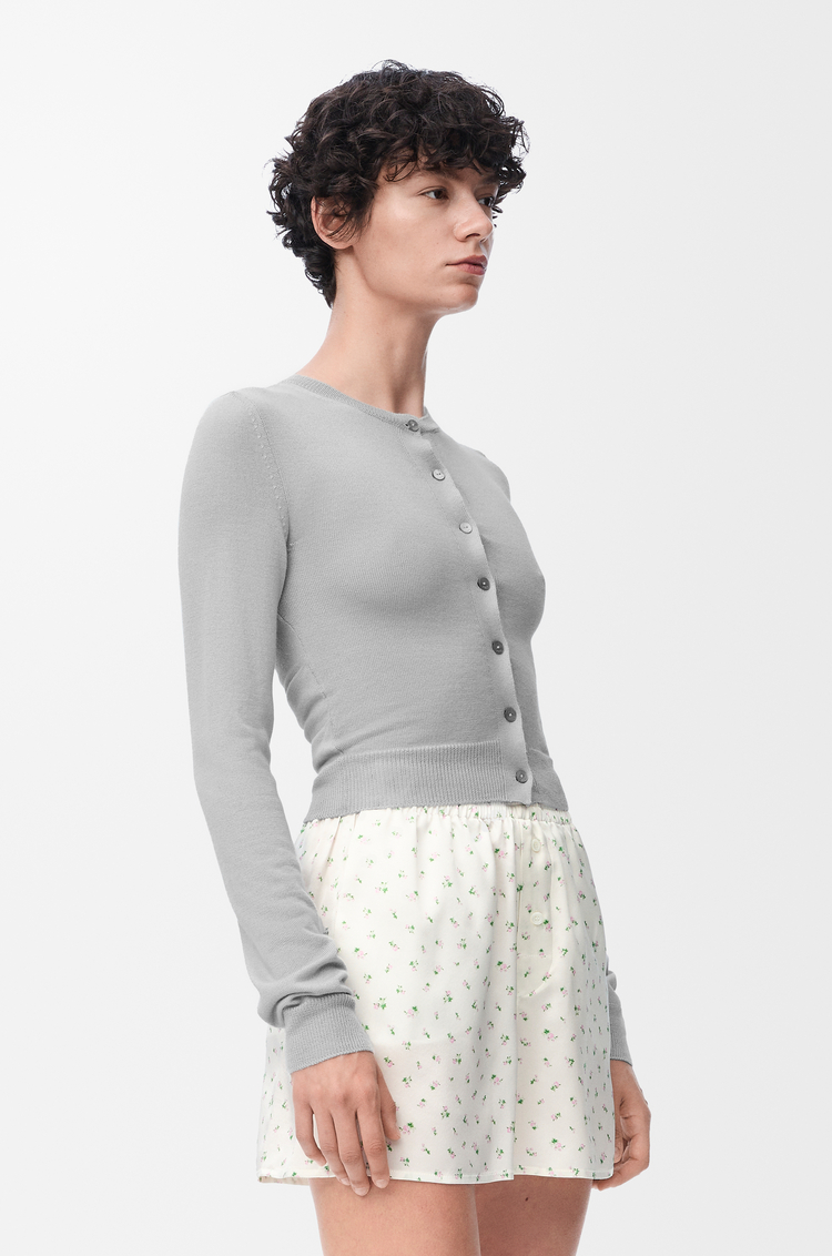 LOEWE Draped cardigan in cashmere and silk Light Grey