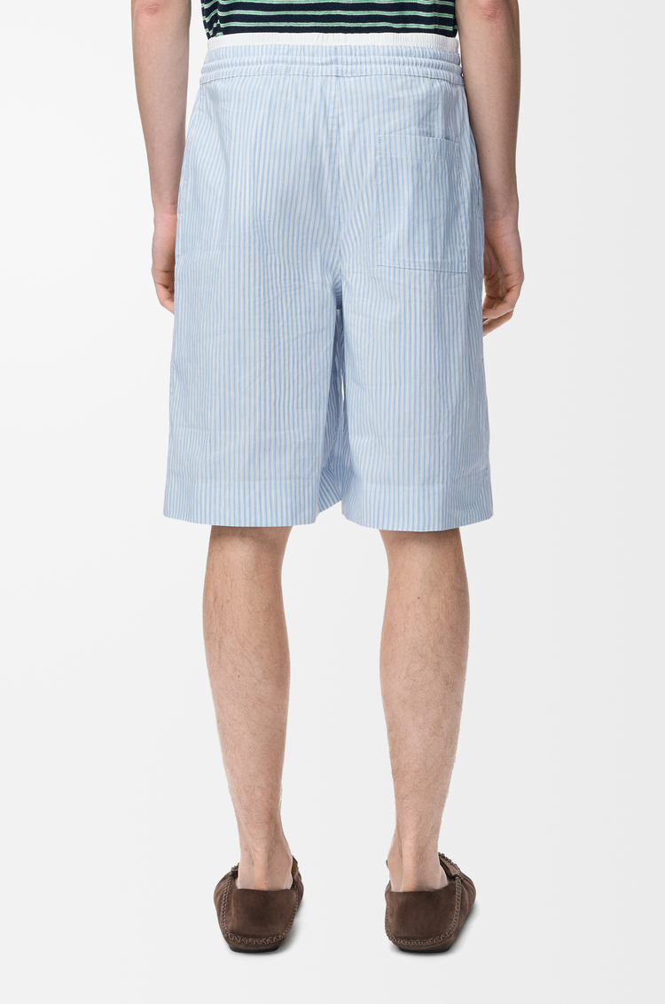 LOEWE Drawstring shorts in technical linen blend White/Light Blue