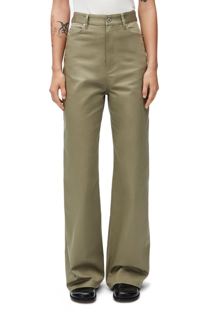 LOEWE Pantalón de talle alto en algodón Verde Militar plp_rd