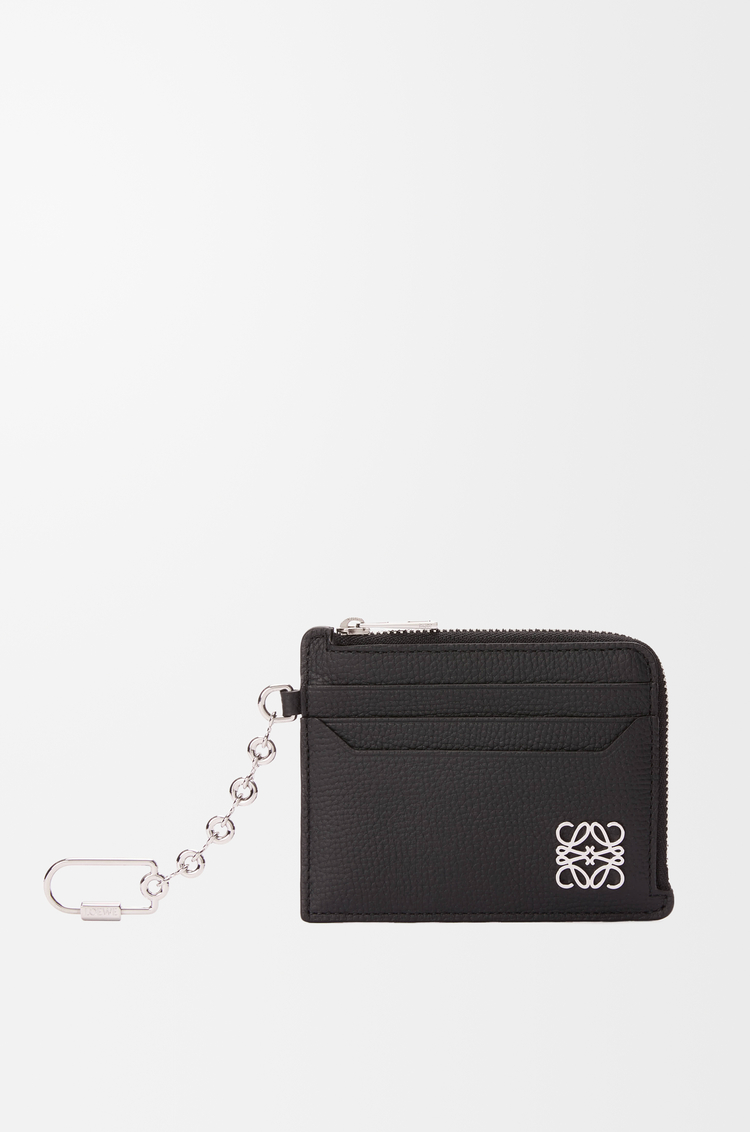 LOEWE Tarjetero-monedero cuadrado Anagram en piel de ternera Negro