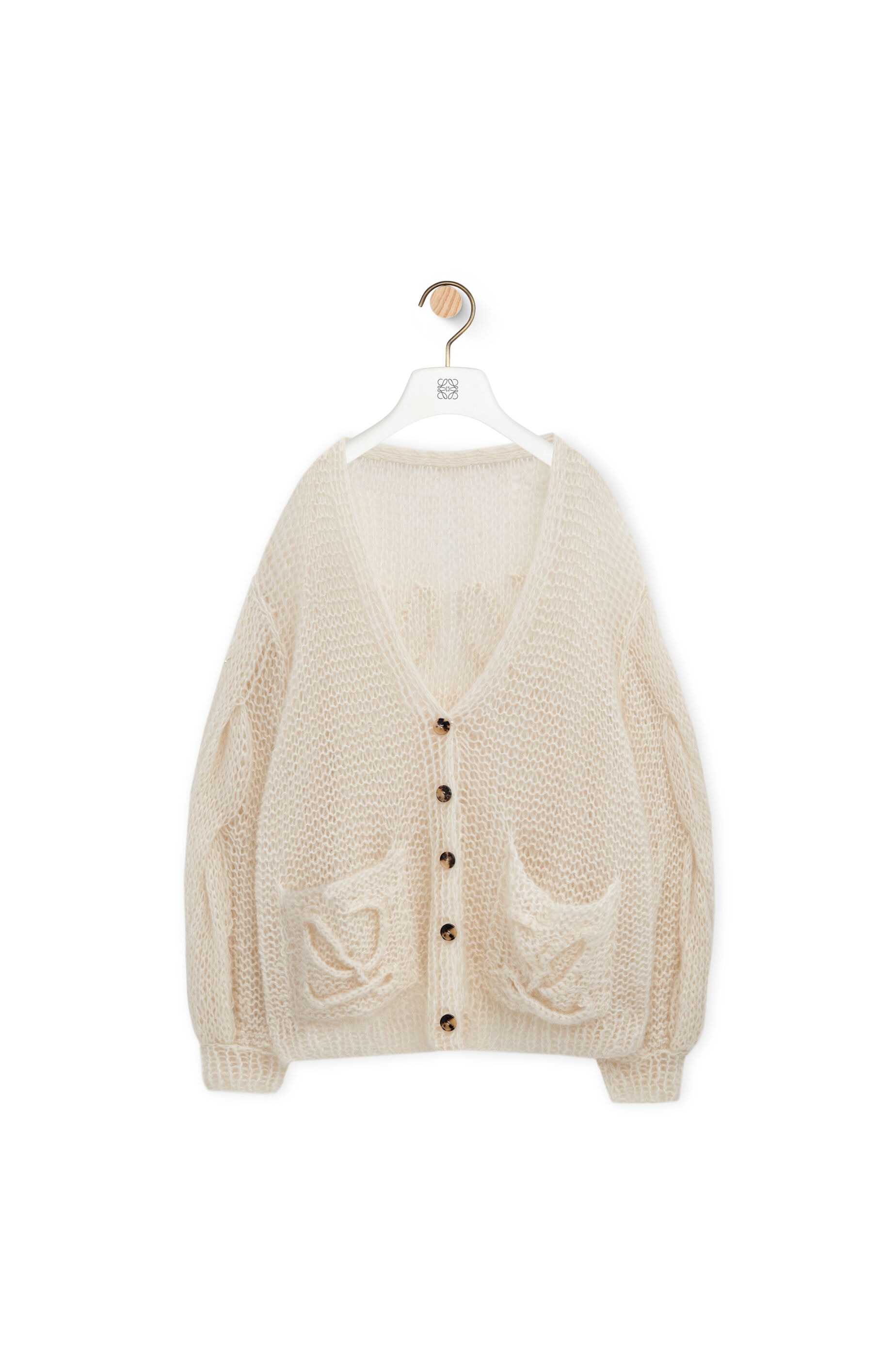 Anagram cardigan in mohair Ecru LOEWE