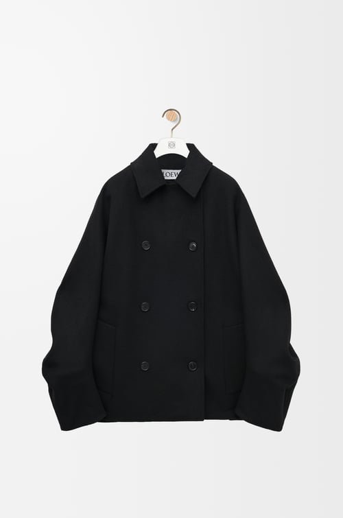 LOEWE 羊毛和羊绒海军大衣 黑色 plp_rd