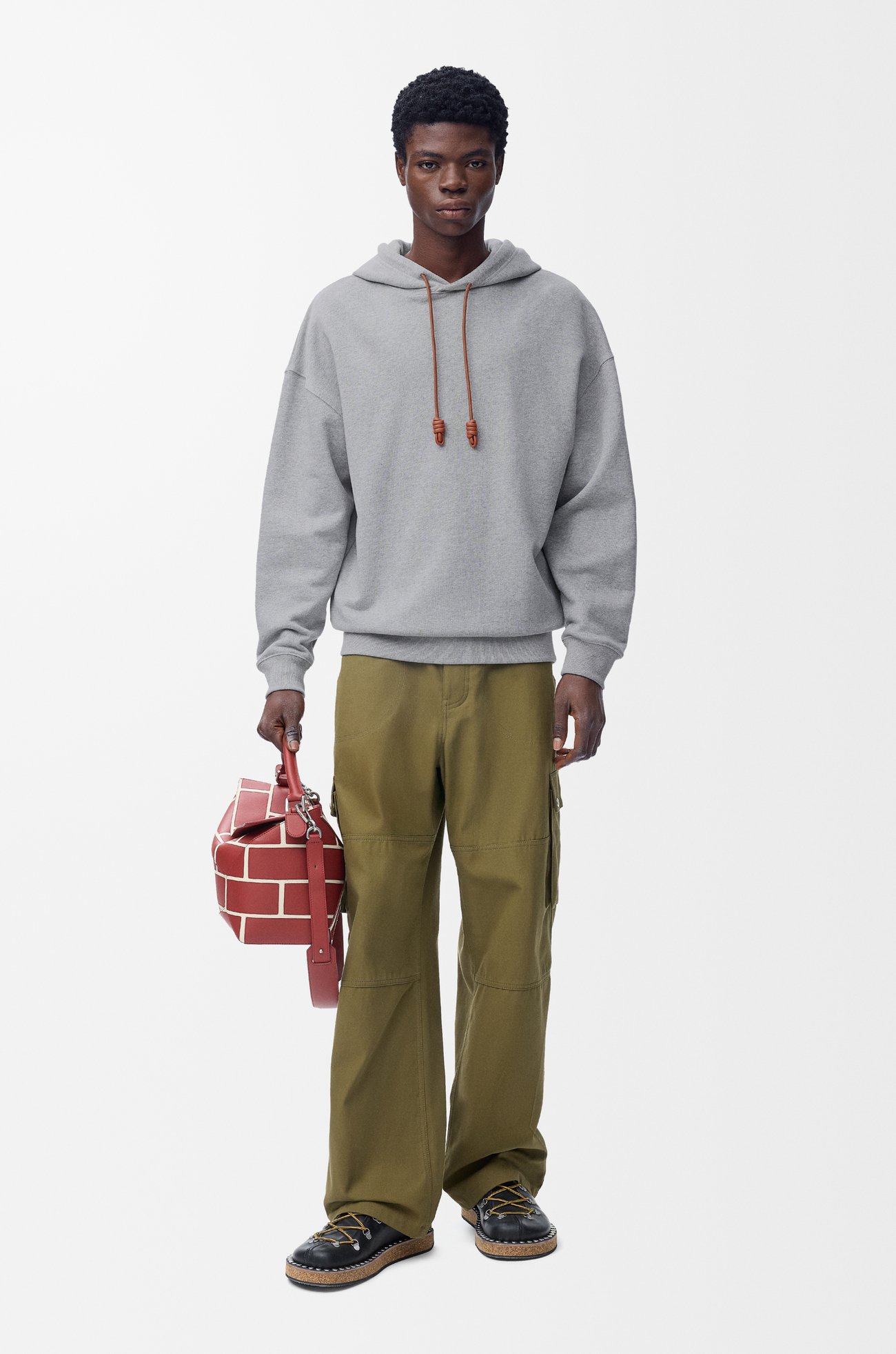 LOEWE 棉質寬鬆版型連帽衫 混灰色
