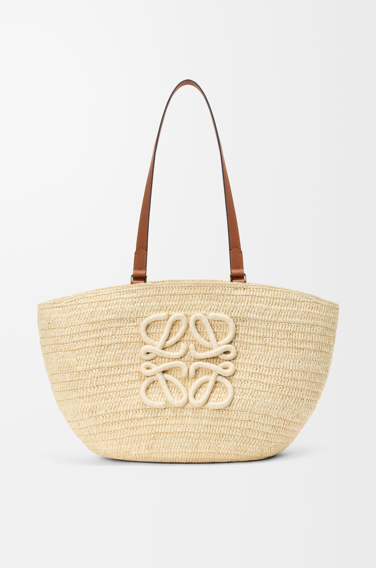 LOEWE Medium Eclipse basket in raffia and calfskin Natural/Tan
