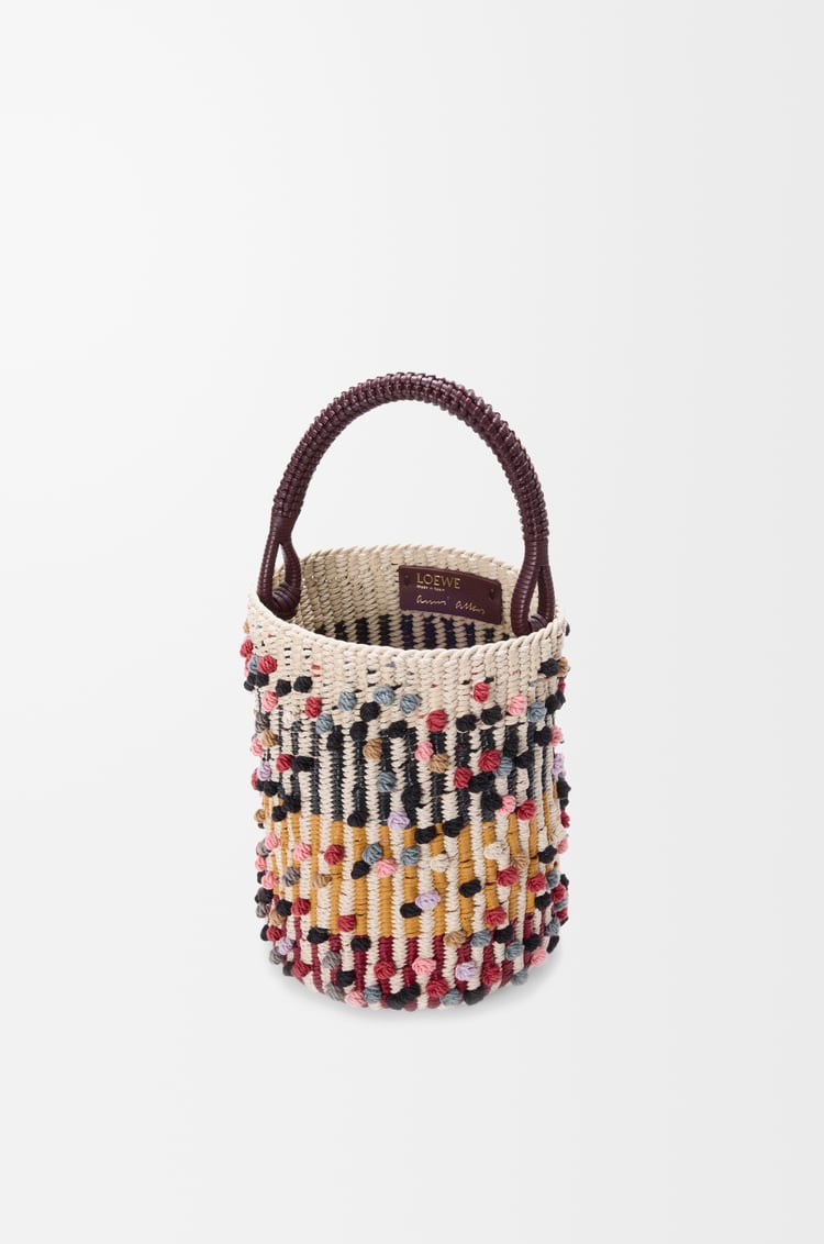 LOEWE Bucket in cord, leather and wool Natural/Multicolor