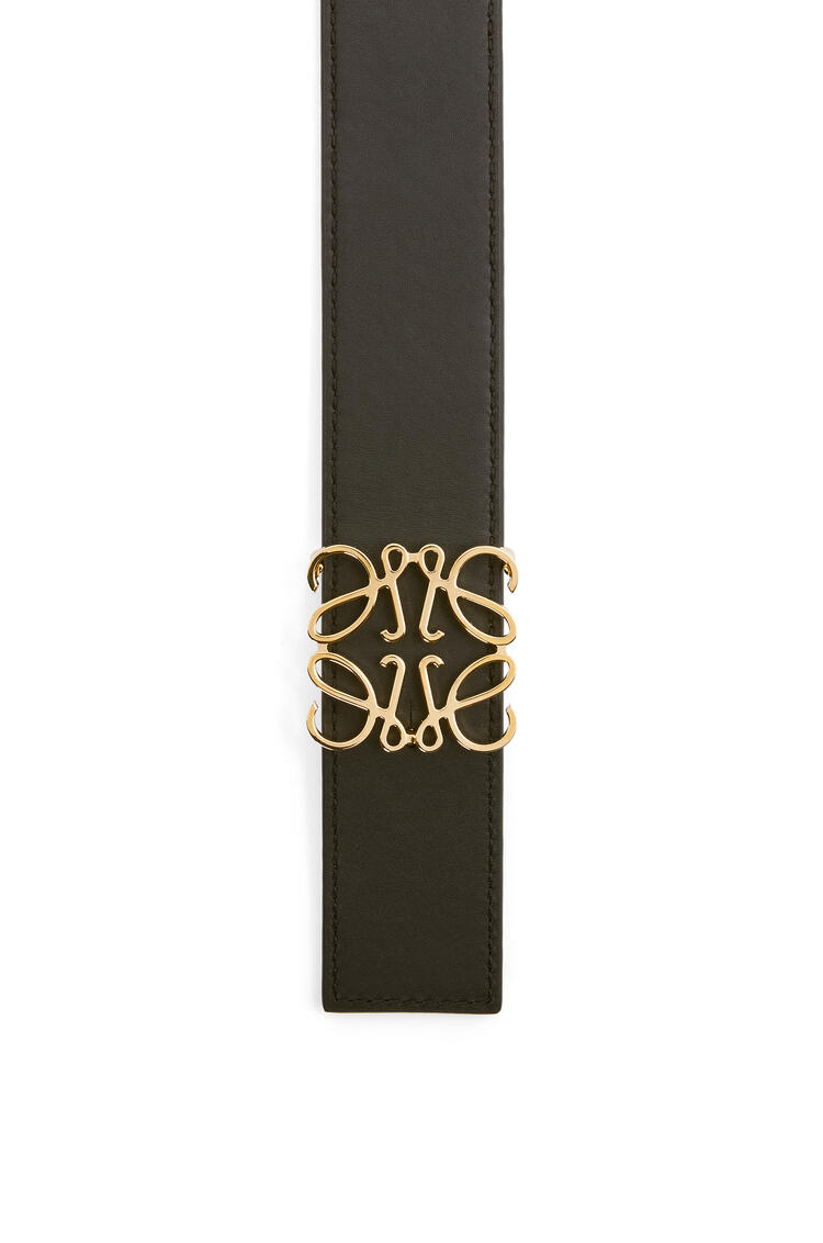 LOEWE Cinturón en piel de ternera lisa con anagrama y acabado de latón Bronceado/Negro/Oro