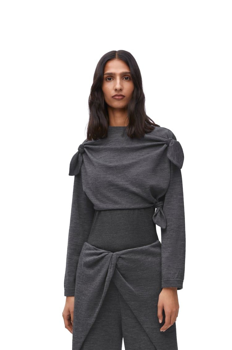 LOEWE Knot cropped top in wool and cashmere Grey/Black