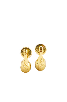 LOEWE Double Tree earrings in metal and resin White/Old Gold plp_rd