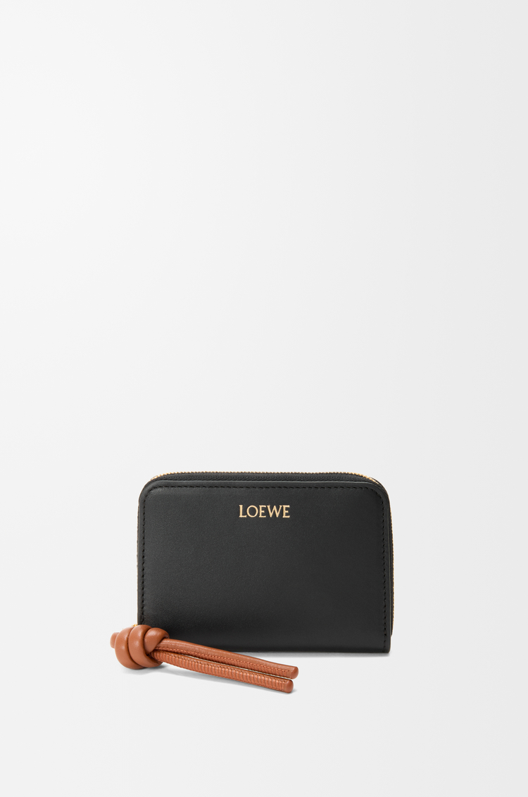 LOEWE Portamonete con zip in nappa di vitello lucida Nero / Scoiattolo