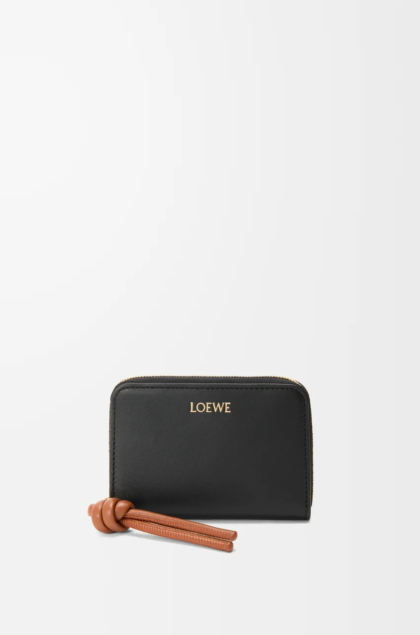 Zipped coin purse in shiny nappa calfskin