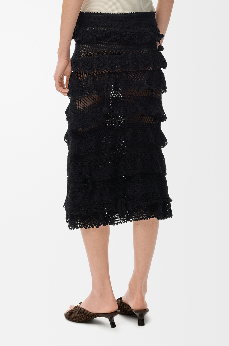 LOEWE 棉质钩织半身裙 黑色