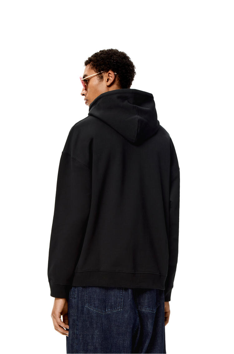 LOEWE Anagram leather patch hoodie in cotton Black